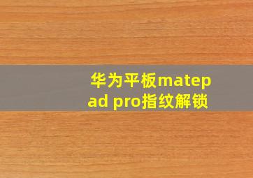 华为平板matepad pro指纹解锁